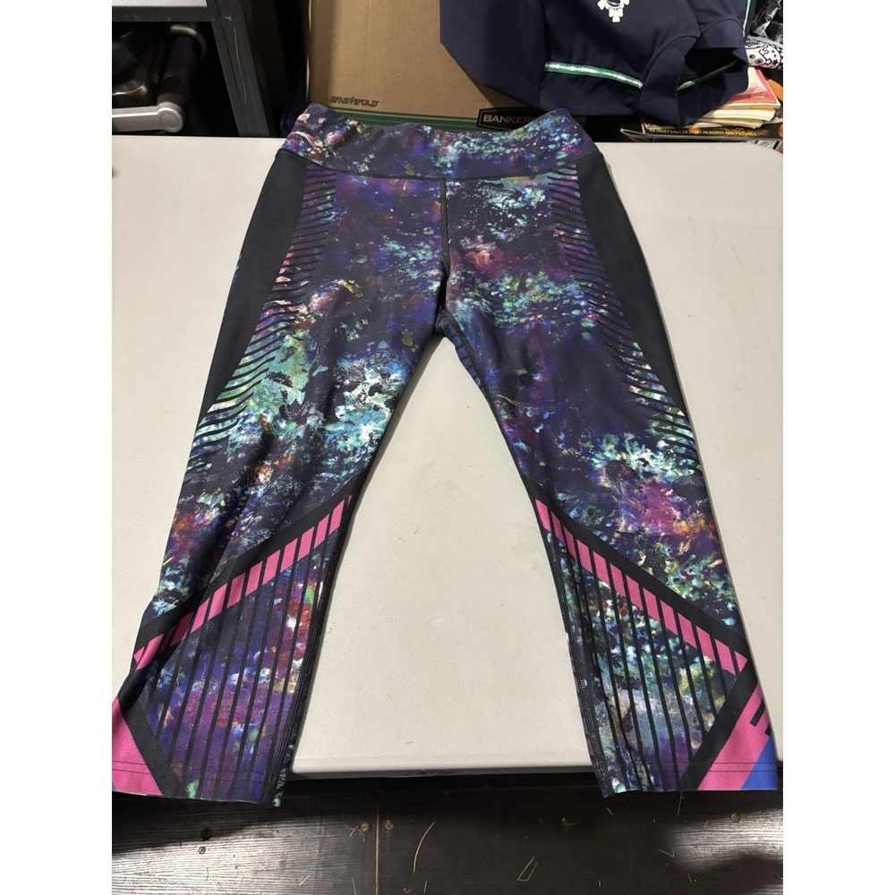 FILA SPORT Women's Abstract Pattern Mid Rise Yoga Gym Leggings sz L
